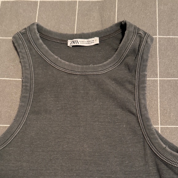 Zara Charcoal Ribbed Racerback tank - Picture 2 of 5